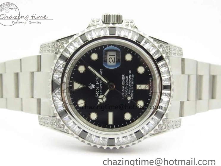 0504 GoAnywhere Submariner Black Diamond Bezel SS GSF Best Edition Black Dial On SS Bracelet A 3270